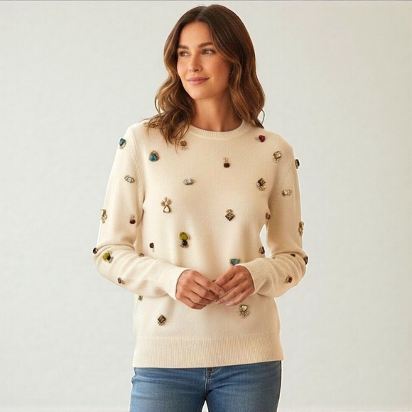 3.1 Phillip Lim Embellished Ivory SweaterJewel Detail Crewneck XS